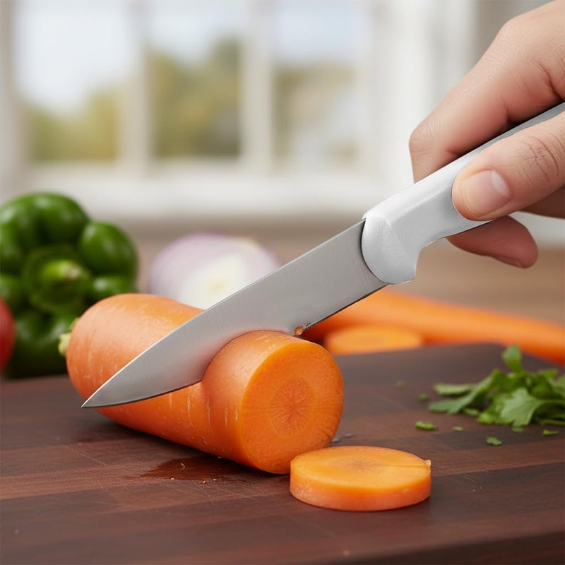 Kitchen Master 4 Inch Stainless Steel Utility Knife (White) | Multipurpose Paring & Trimming Tool - Image 3